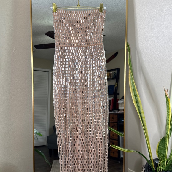 Oh Polly Amaya Embellished Bandeau Maxi Dress in Almond - Picture 6 of 8